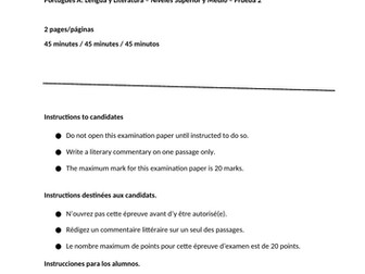 Paper 2 IB Portuguese A Literature  Practice