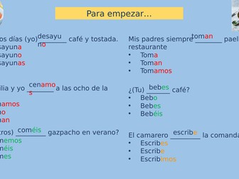 Present tense and stem changing verbs