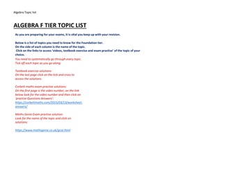 GCSE Revision video  & Exam Questions practise Links