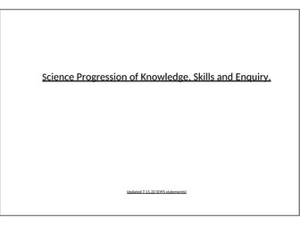 Science Progression of Knowledge, Skills and Enquiry.