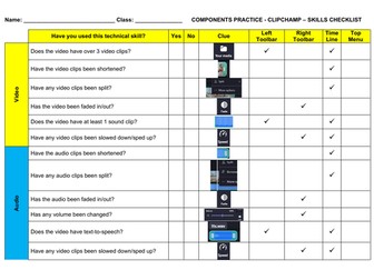 Microsoft Clipchamp - Technical Skills Checklist - Useful for R097 Creative iMedia Practice