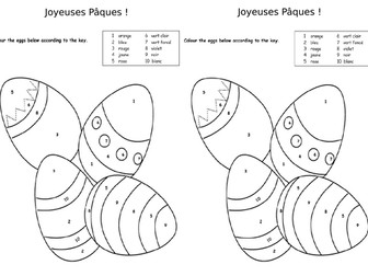 Pâques colour by numbers sheet