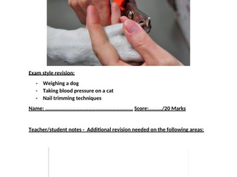 BTEC Animal Care Component 3: Animal Health and Welfare - Weighing, blood pressure and nail trimming