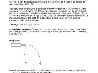 Practical: Experiment to find the acceleration due to gravity, g, with a jet of water.