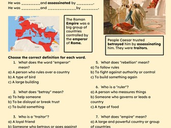Julius Caesar Context Worksheet SEN EAL Shakespeare
