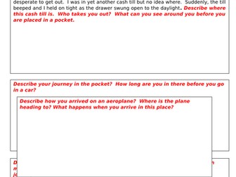 Narrative planning blocks to encourage paragraphs - A Journey of a Coin