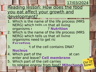 KS3 Digestion (diet & digestive system)