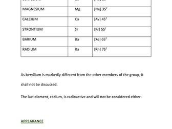 GROUP II – THE ALKALINE EARTH METALS