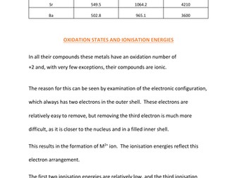 GROUP 2 OXIDATION STATES - IONISATION ENERGIES