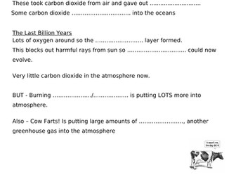 Evolution of Earth's Atmosphere Worksheet