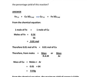 PERCENTAGE YIELD