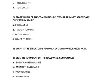 QUESTIONS AND ANSWERS ON AMINES