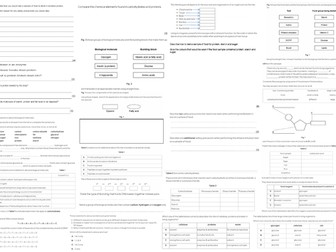 IGCSE CIE A3 Exam sheet - Biological  Molecules