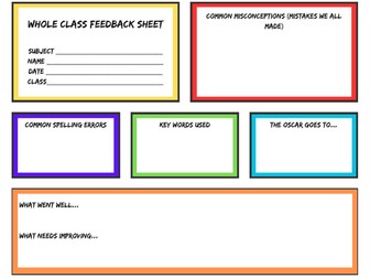Whole Class Feedback sheet