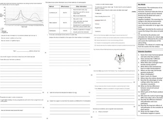 IGCSE CIE A3 Exam sheet - Reproduction