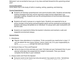 Comic Book Club Syllabus