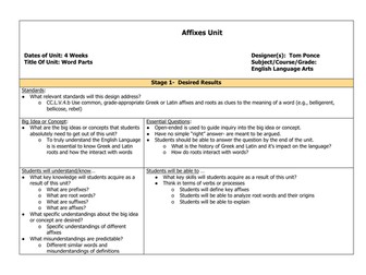 Affixes Unit Plan