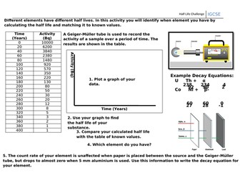 Half Life Challenge Worksheet