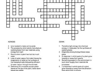 End of Topic Revision: Plant nutrition, transport and reproduction IGCSE