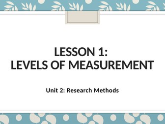 Levels of Measurement