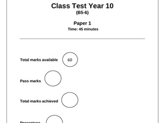 Year 10 Biology test (B5-B7)