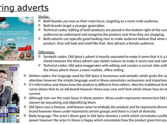 Comparing OCR Media Studies advertisements with other media texts