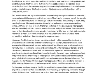 'Analyse The Big Issue's use of intertextuality' essay answer