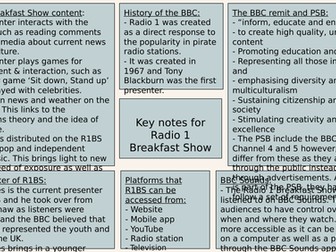 Key notes about Radio 1 Breakfast Show - OCR A level Media Studies