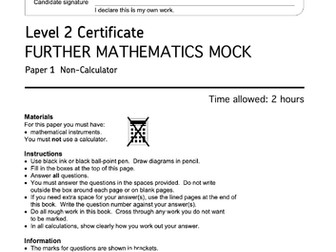 GCSE Further Maths Mock Exam (Non-Calc)