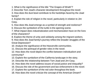 The Grapes of Wrath. 40 Reading Comprehension Questions (Editable)