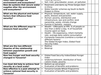 OCR B Geography Revision Pack for Resource Reliance Unit 8