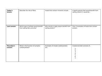 OCR PE Health & Wellbeing Starter Activities
