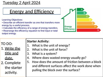 GCSE Physics Energy and Efficiency: Complete Lesson