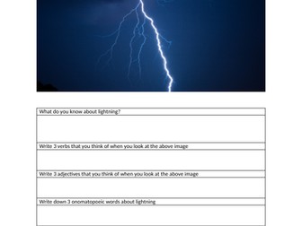 Creative writing with picture Lightning theme Edexcel AQA vocabulary building