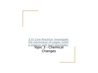 3.31a Core Practical Investigating Electrolysis with inert electrodes