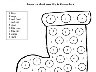 Le noël colour by numbers sheet