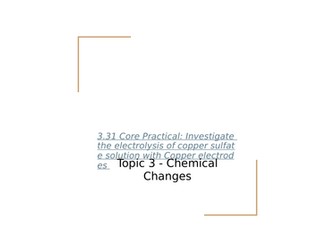 3.31b Core Practical Investigate electrolysis with Copper Electrodes