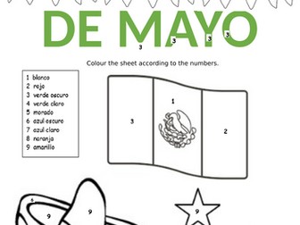 El cinco de mayo colour by numbers sheet