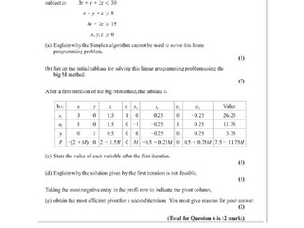 D1 Simplex Exam Questions Further Maths