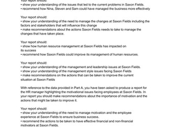 Unit 6 Level 3 BTEC Business Saxon Fields Jan 24 Suggested Questions