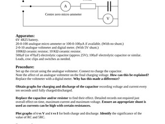 Practical: Charging and discharging a capacitor through a resistor using direct current experiment.