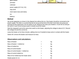 Practical: Experiment to find the Latent Heat of Fusion of Water using a Voltmeter and Ammeter
