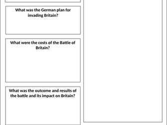 Battle of Britain worksheet and information