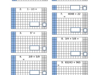 Maths arithmetic worksheet