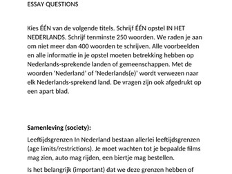 A LEVEL DUTCH: a collection of essay questions
