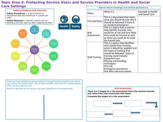 OCR Health and Social Care Topic Area 4 Safety Measures and how they protect