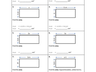 Forming equations from areas and perimeters