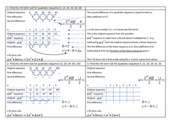 n'th term of a quadratic sequence