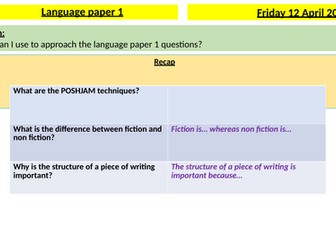 AQA Language paper 1 question 1 - 4