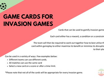 Invasion Game - Gamification Cards
